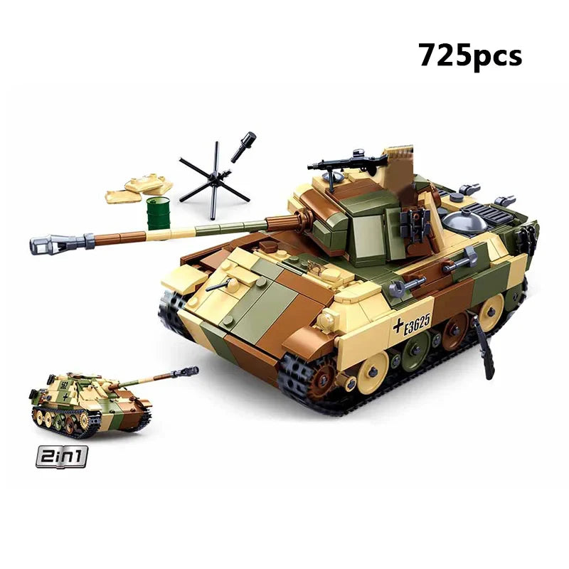 Airplane Model Toys Bomber: Military Panzer Tank & WW2 Aircraft Blocks