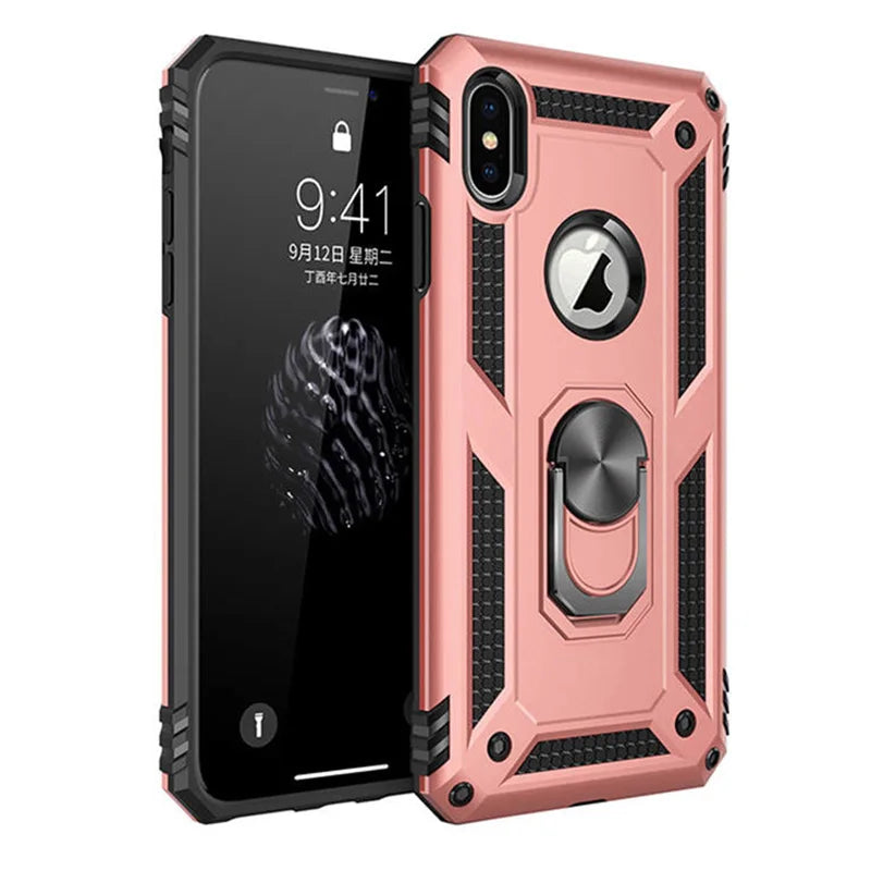 Magnetic Ring Shockproof Armor Case for iPhone X/XS/Max/XR/7/6/Plus