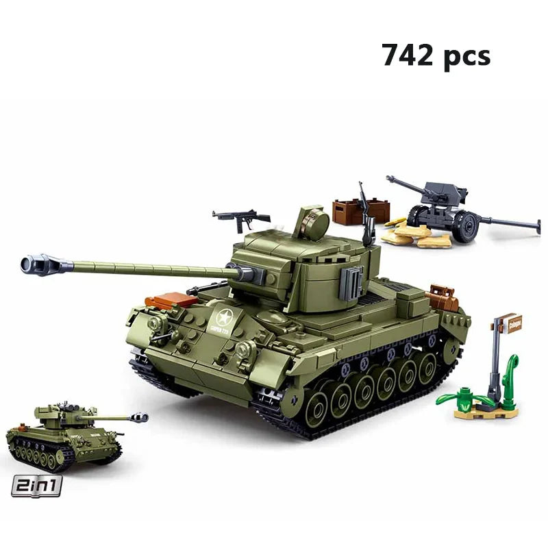 Airplane Model Toys Bomber: Military Panzer Tank & WW2 Aircraft Blocks