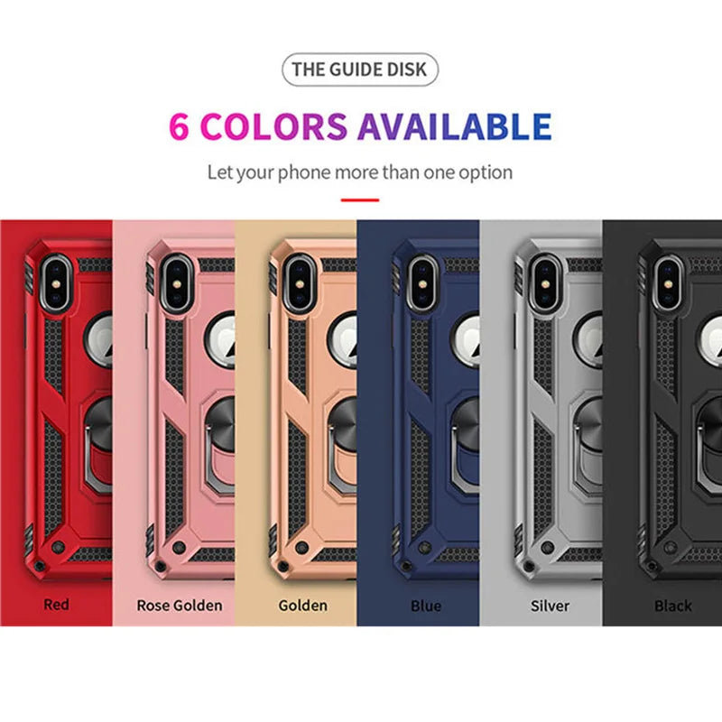 Magnetic Ring Shockproof Armor Case for iPhone X/XS/Max/XR/7/6/Plus