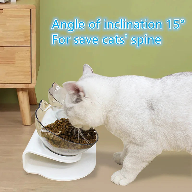 Cat Bowl - Non-Slip Double with Inclination Stand Food & Water Feeder