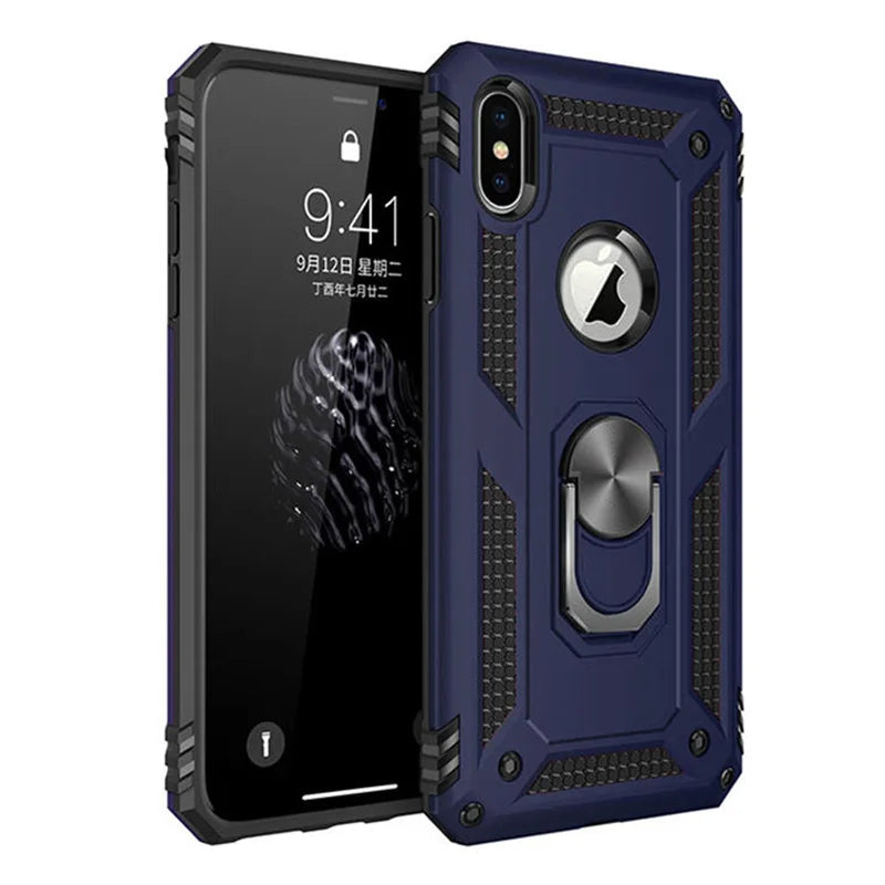 Magnetic Ring Shockproof Armor Case for iPhone X/XS/Max/XR/7/6/Plus