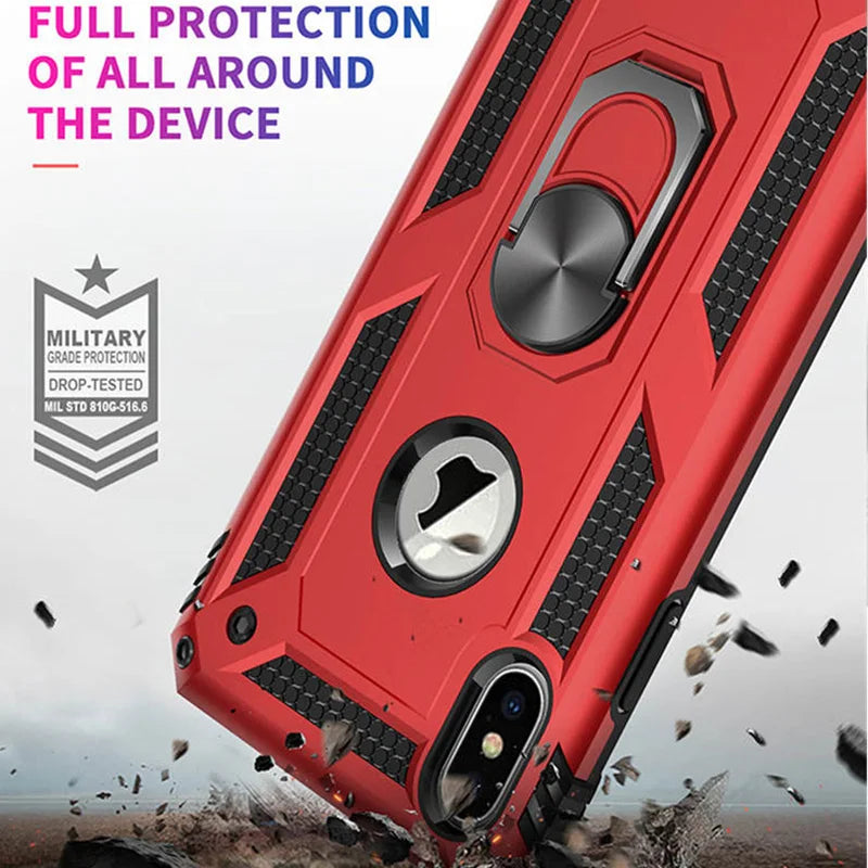 Magnetic Ring Shockproof Armor Case for iPhone X/XS/Max/XR/7/6/Plus