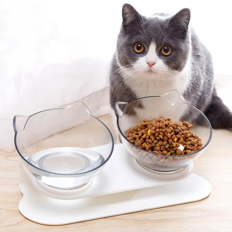 Cat Bowl - Non-Slip Double with Inclination Stand Food & Water Feeder