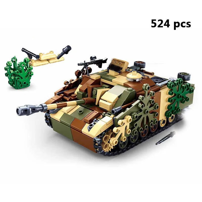 Airplane Model Toys Bomber: Military Panzer Tank & WW2 Aircraft Blocks