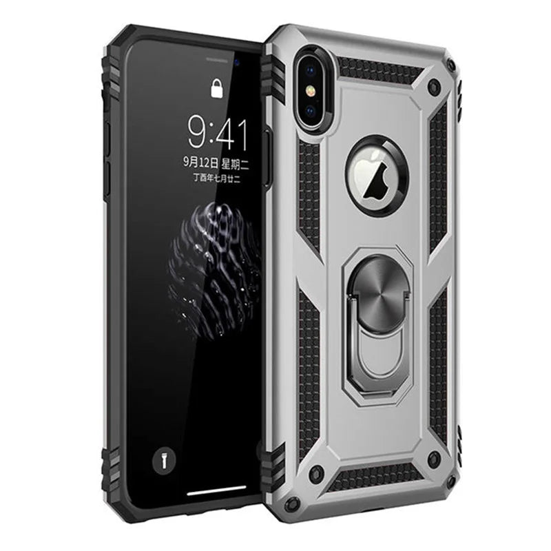 Magnetic Ring Shockproof Armor Case for iPhone X/XS/Max/XR/7/6/Plus