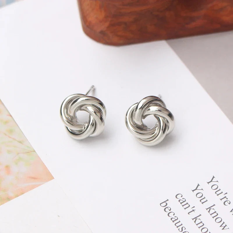 Flower Stud Earrings Elegant Knot Twist - Perfect Valentine’s Day Gift