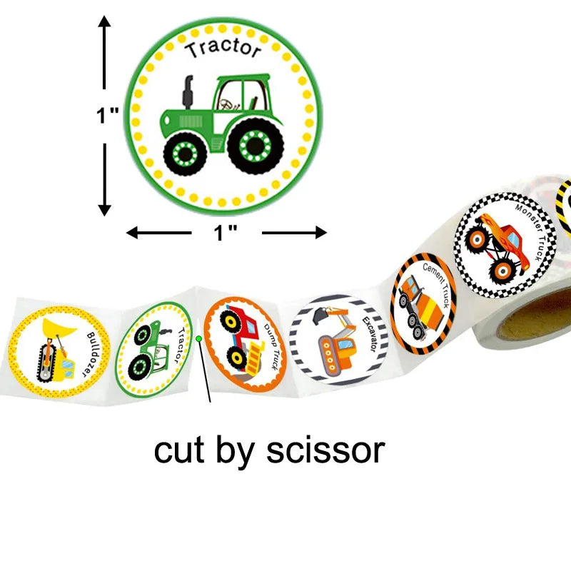 50-500pcs 8 Designs Kids Sticker Train Bus Sticker Cute Transportation Cars for Encouragement Student Children Label
