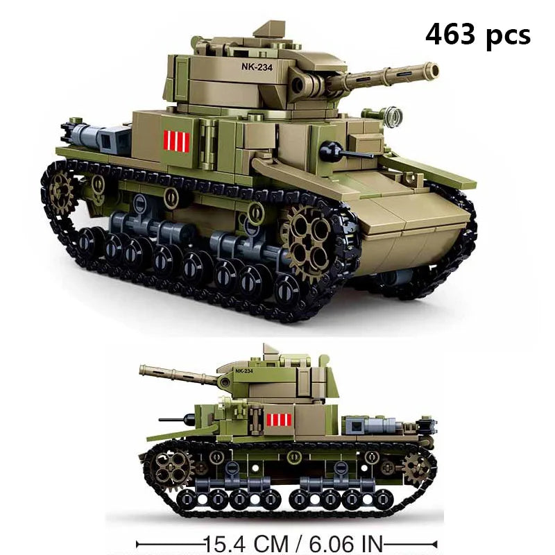 Airplane Model Toys Bomber: Military Panzer Tank & WW2 Aircraft Blocks