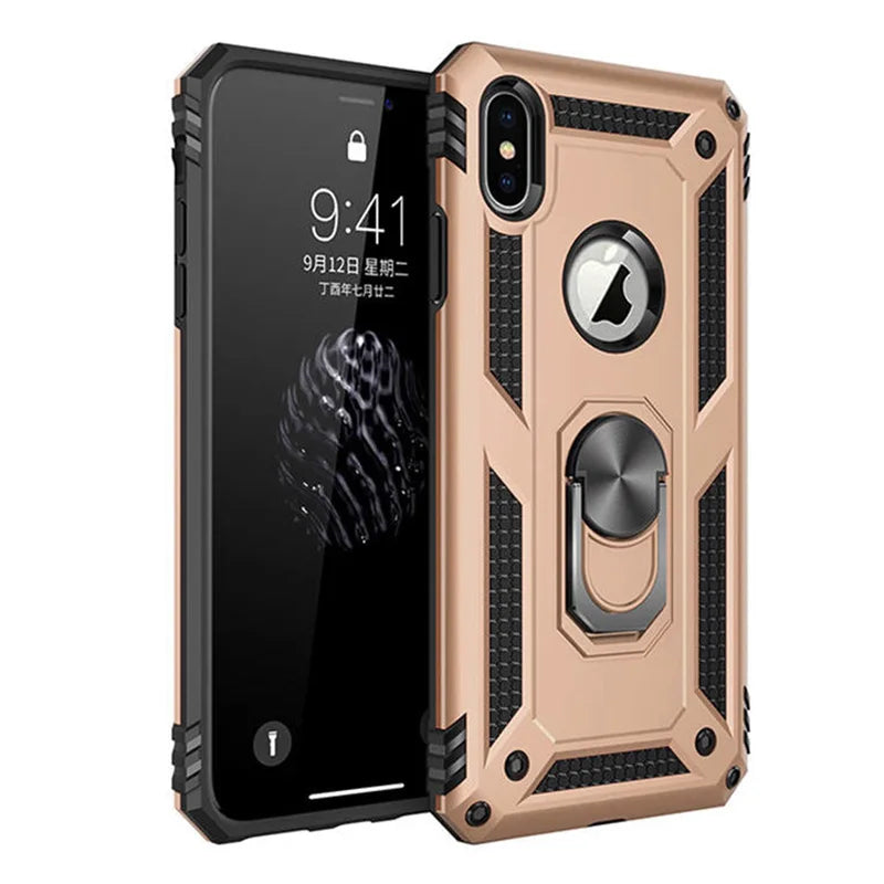 Magnetic Ring Shockproof Armor Case for iPhone X/XS/Max/XR/7/6/Plus