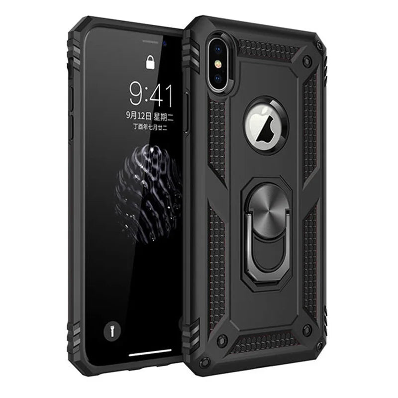 Magnetic Ring Shockproof Armor Case for iPhone X/XS/Max/XR/7/6/Plus