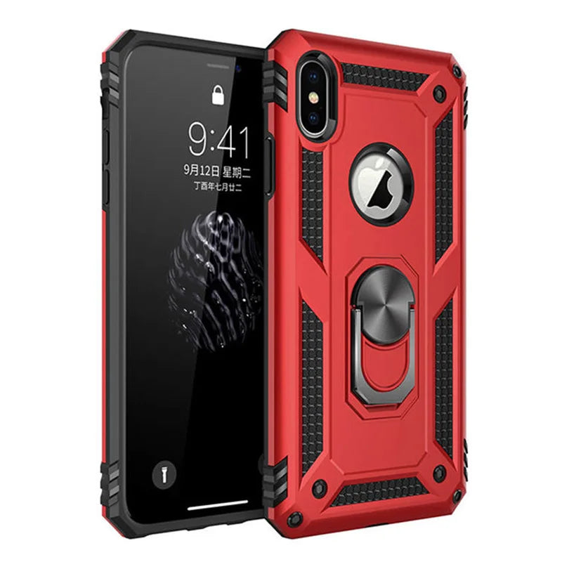 Magnetic Ring Shockproof Armor Case for iPhone X/XS/Max/XR/7/6/Plus