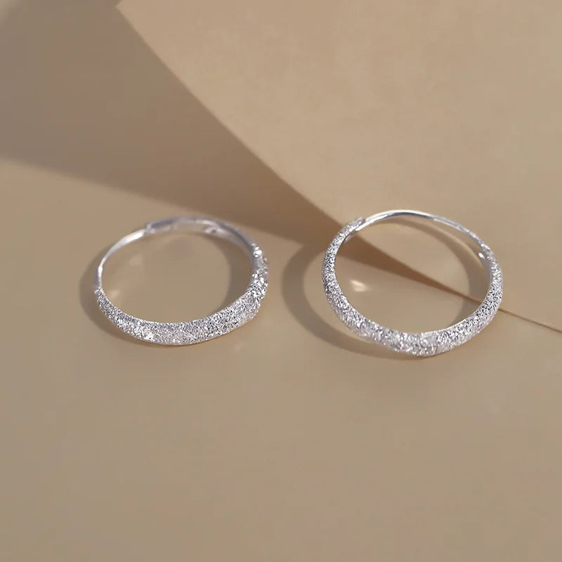 925 Silver Needle Circle Charm Hoop Earrings - Party & Wedding Jewelry