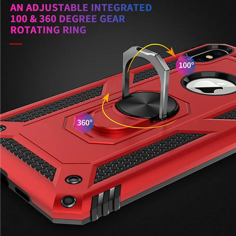 Magnetic Ring Shockproof Armor Case for iPhone X/XS/Max/XR/7/6/Plus