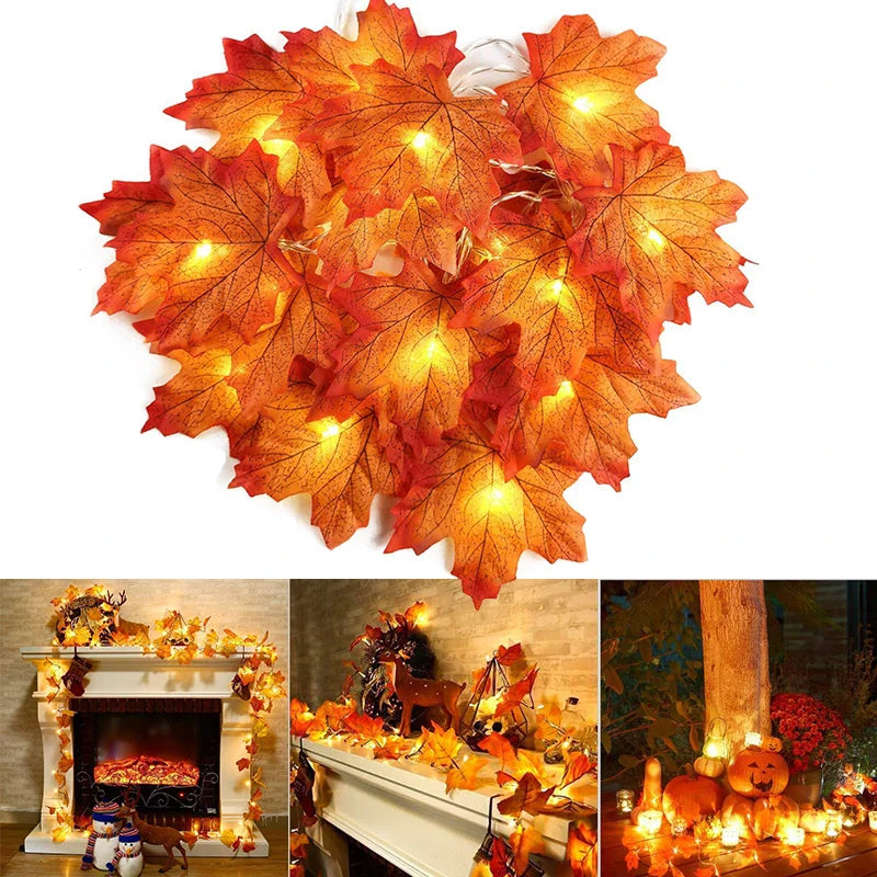 Christmas LED Light String Maple Leaf- 2/3/6M Garland for Home & Party