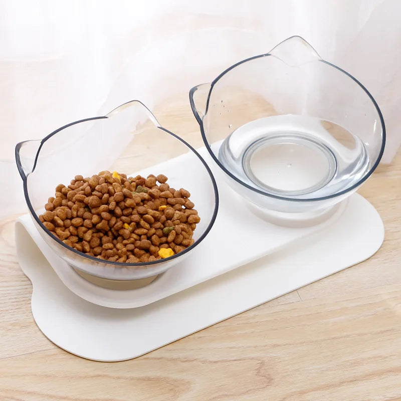 Cat Bowl - Non-Slip Double with Inclination Stand Food & Water Feeder