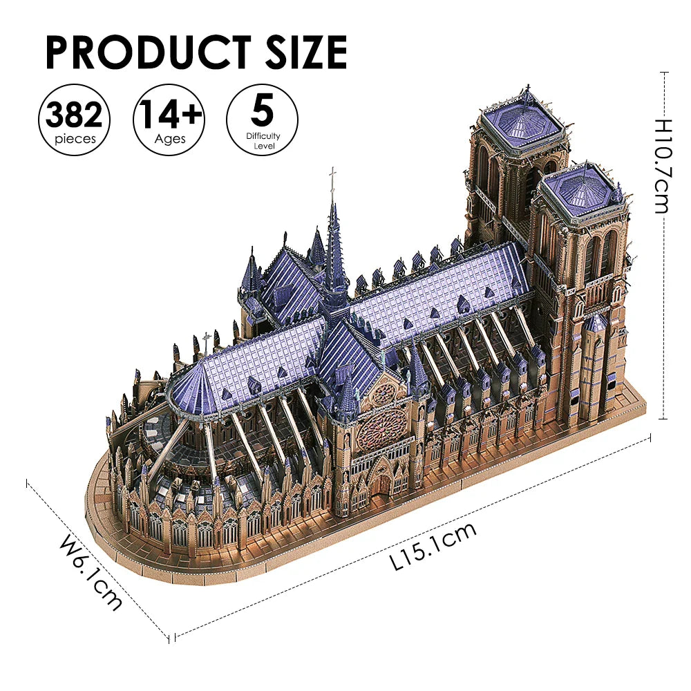 Piececool 3D Metal Puzzles - Notre Dame Cathedral DIY Model Kit for Adults