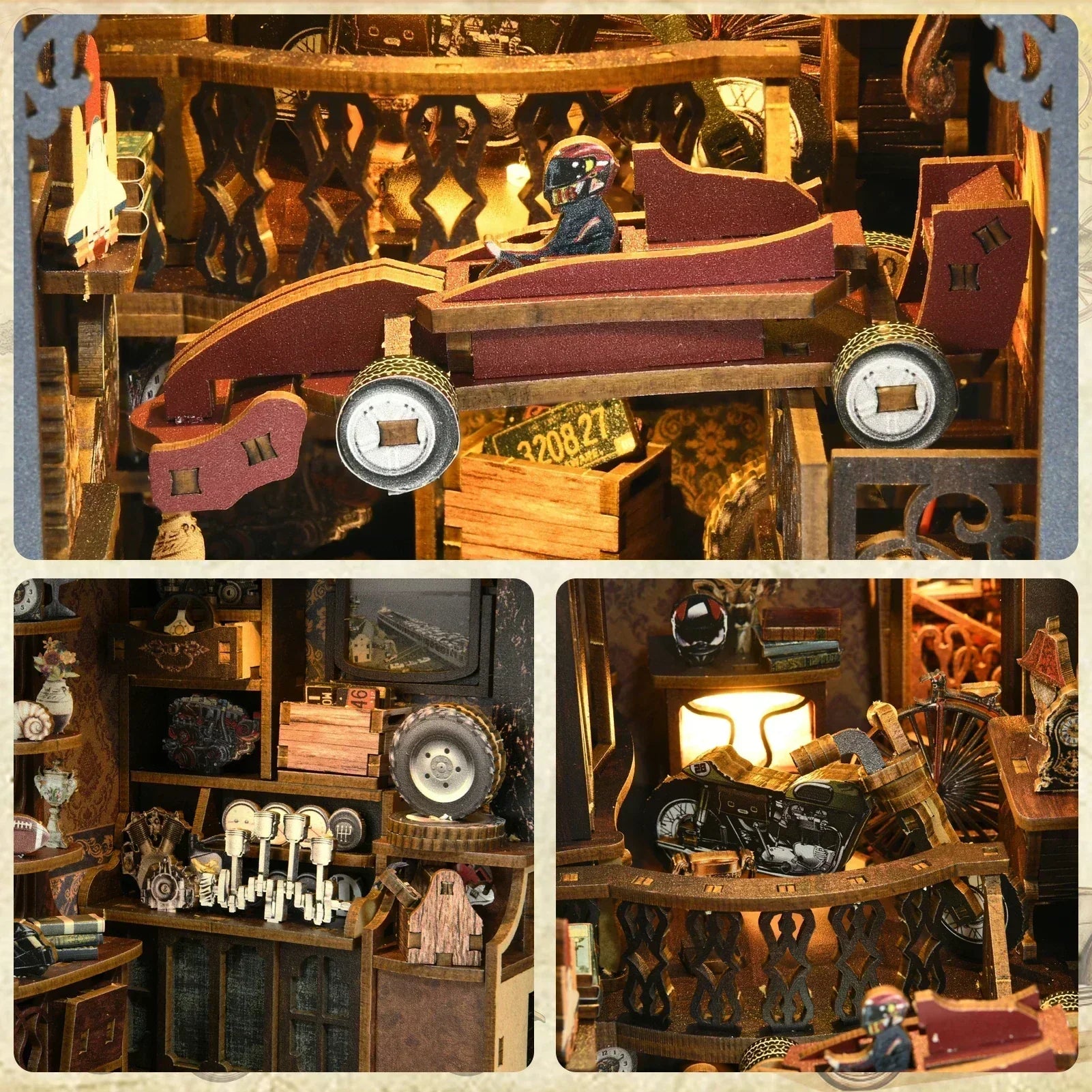 DIY Book Nook Kit, Vintage Wooden Classic Car 3D  Book Nook,  Creative