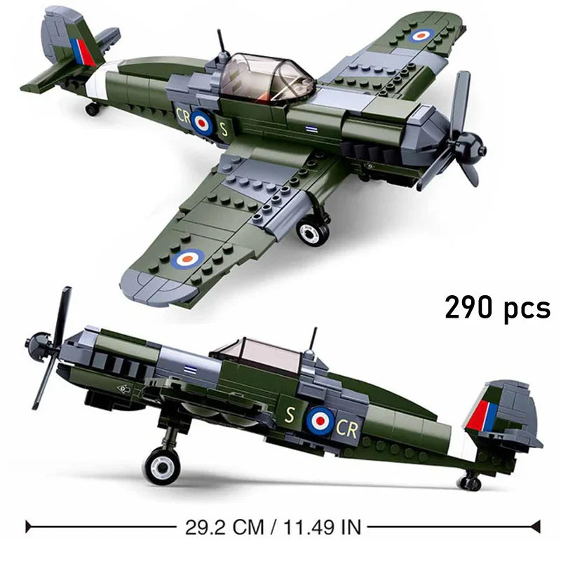 Airplane Model Toys Bomber: Military Panzer Tank & WW2 Aircraft Blocks