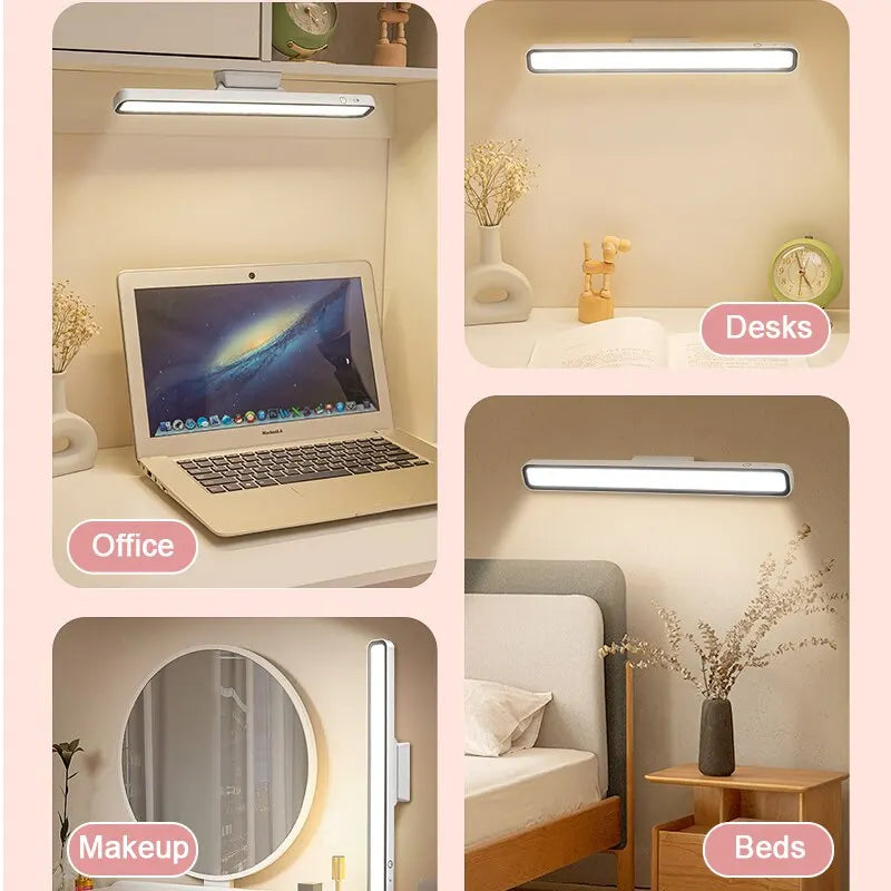 LED Desk Lamp USB Rechargeable Light Stepless Dimming Table Lamp Hanging Magnetic Bedroom Table Reading Rechargeable Night Light