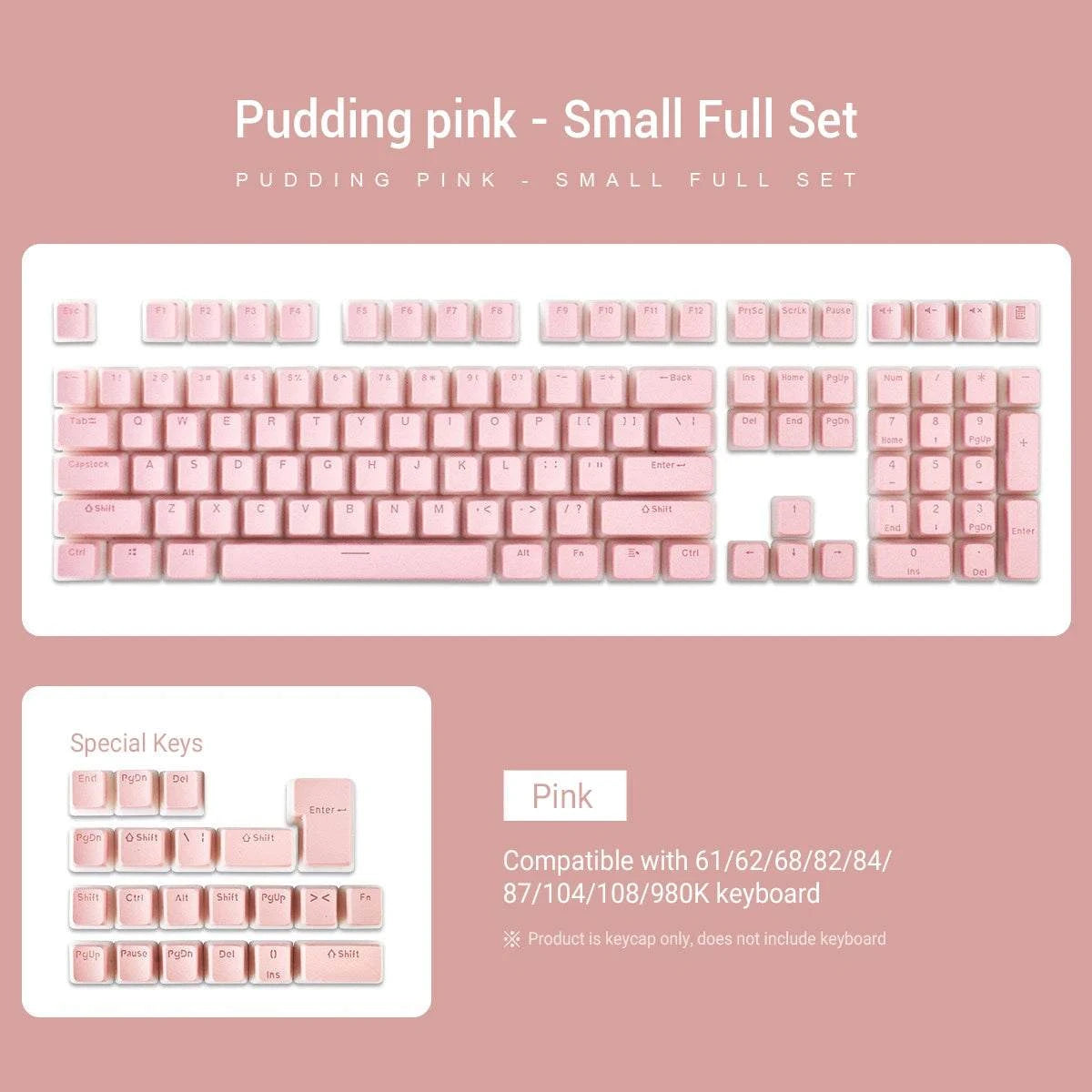 129 Keys Pudding Keycaps : Shine-Through Backlit Upgrade