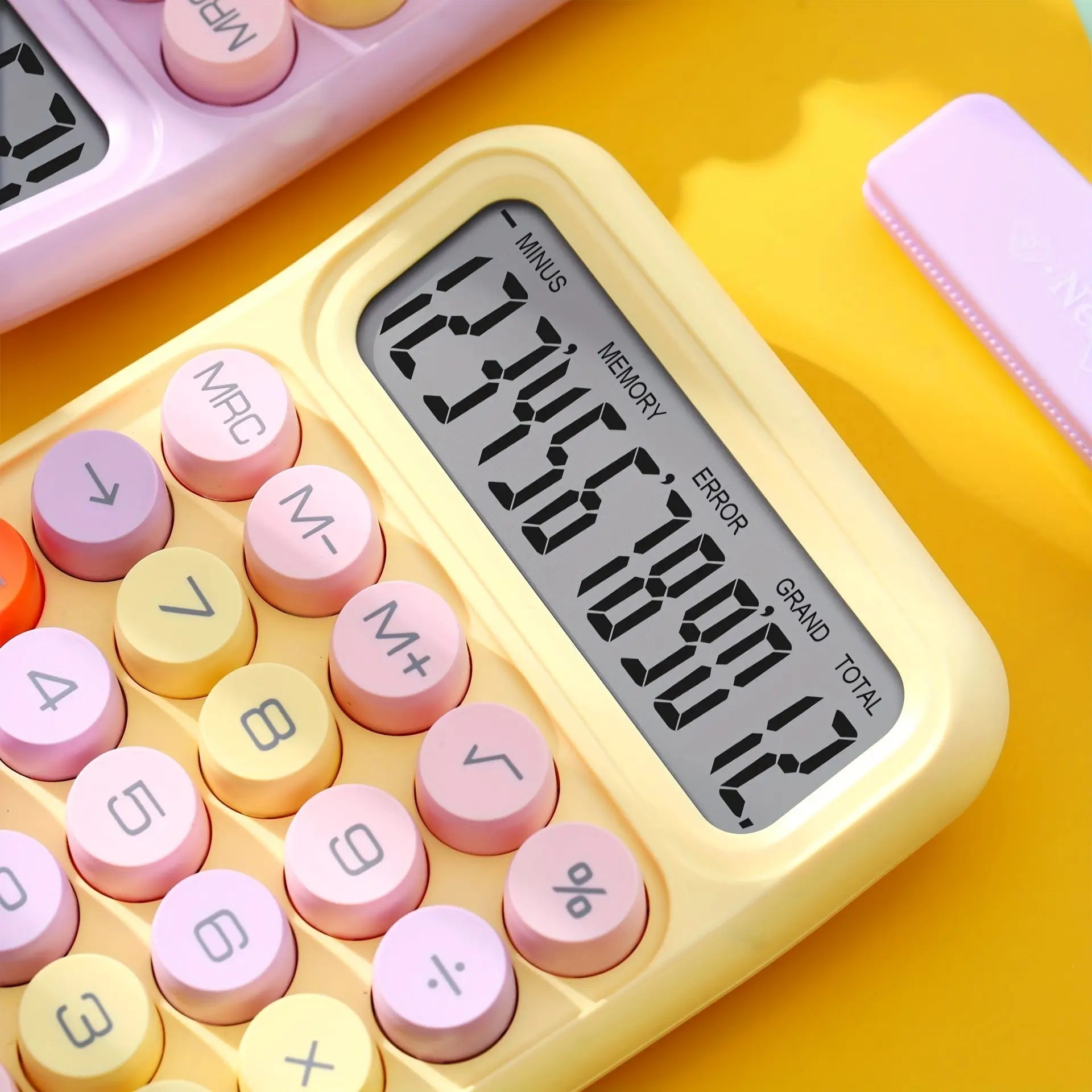 1pc Keyboard Calculator Office 12-digit Mechanical Calculator Cute Candy Color Calculator Desktop Stationery