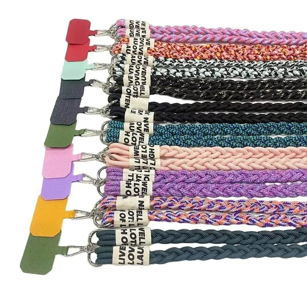 crossbody shoulder Lanyard For Mobile Phone Case with Patch tab Colorful Nylon Necklace Strap String Ropes phone accessories