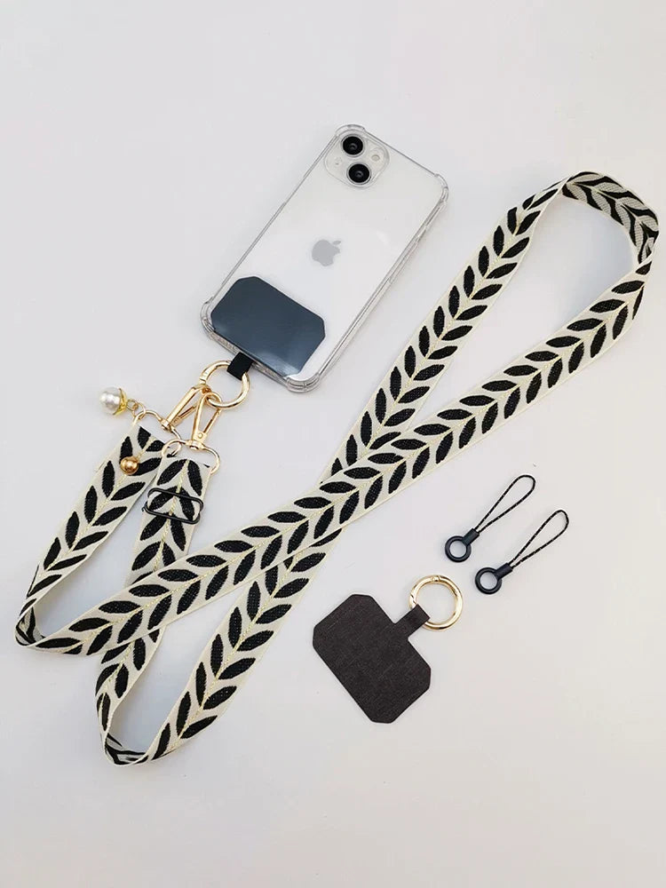  Mobile Phone Lanyard Adjustable Crossbody - Wide Cloth Neckband Strap