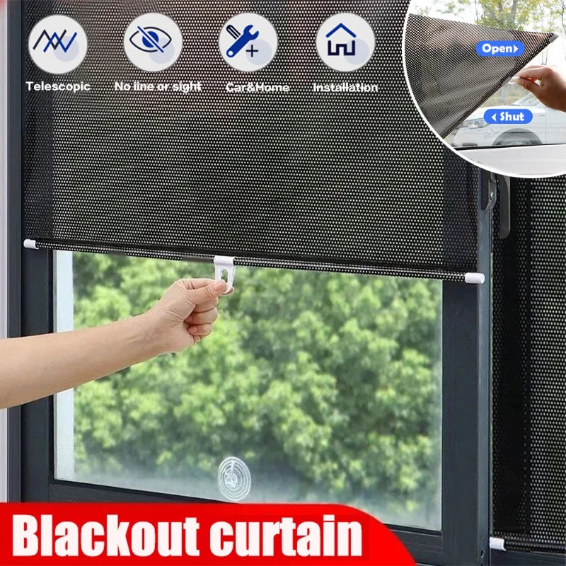 Universal Roller Blinds Sunshade - Suction Cup Blackout Curtain for Windows