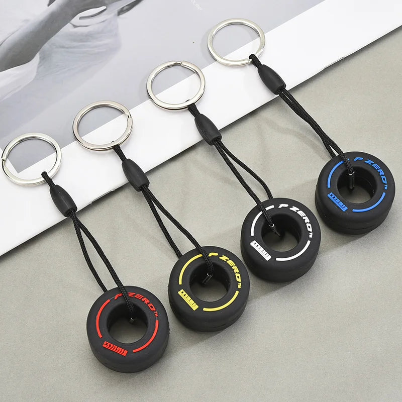 Luxury Mini F1 Racing Tire Keychain Car Key Accessories PVC Tyre Pendant Bag Charm Men's Gadgets Gifts For Friends Car Lovers