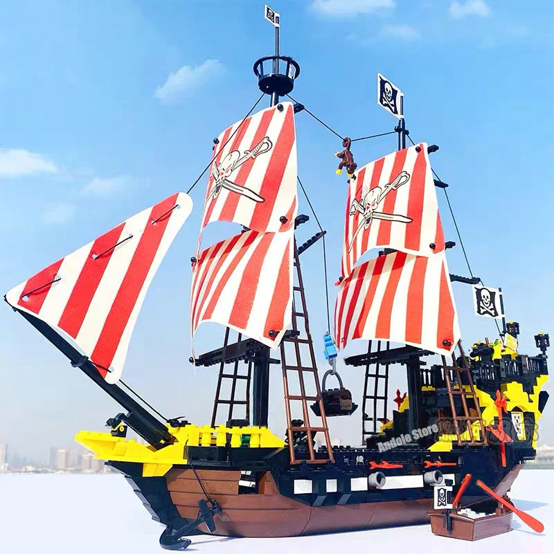 Black Pearl Pirate Ship Big Building Blocks - Enlighten Ideas