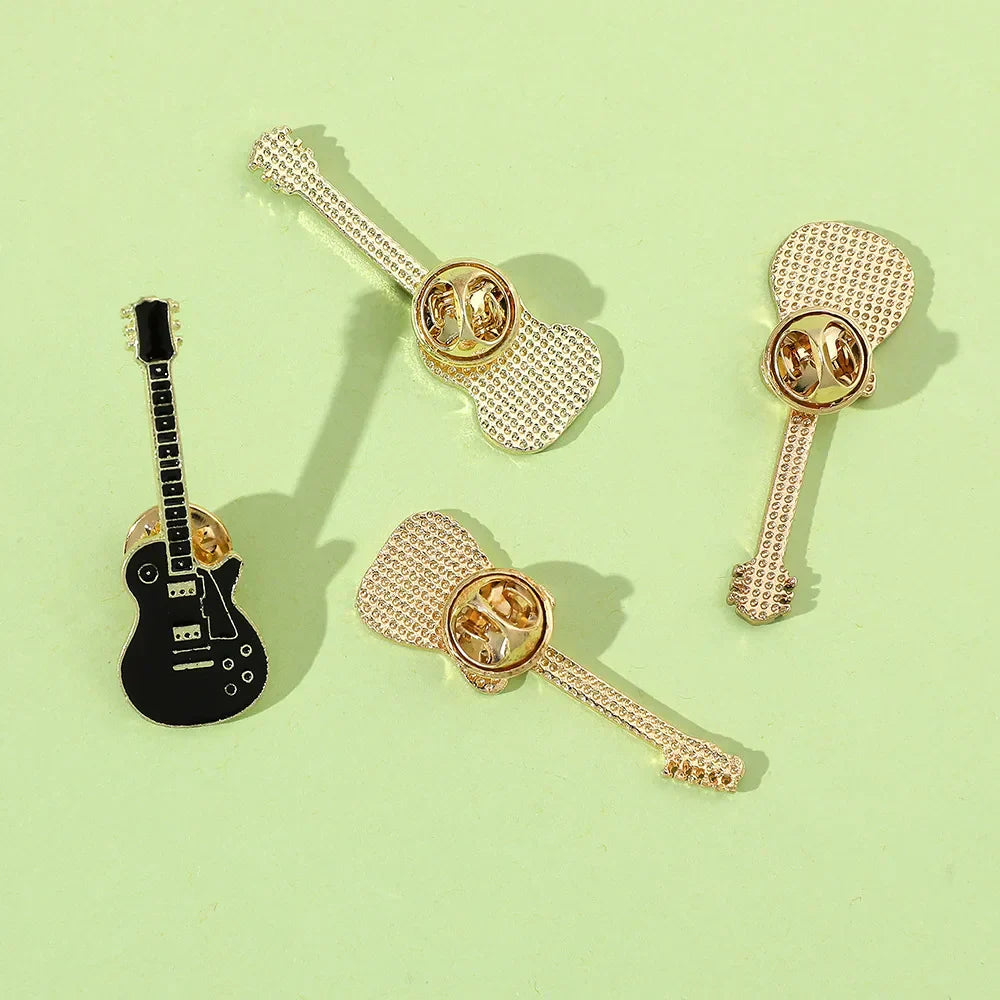 Guitar Pin Electric Guitar Metal Pin Badge   | Fashion Musical Brooch