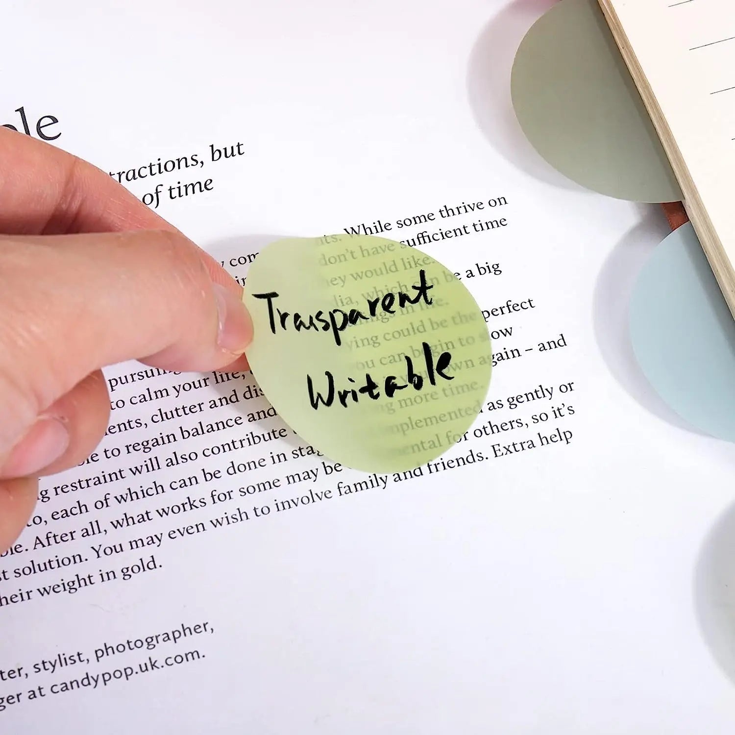 Sticky Note - waterproof, Morandi color round transparent sticky notes