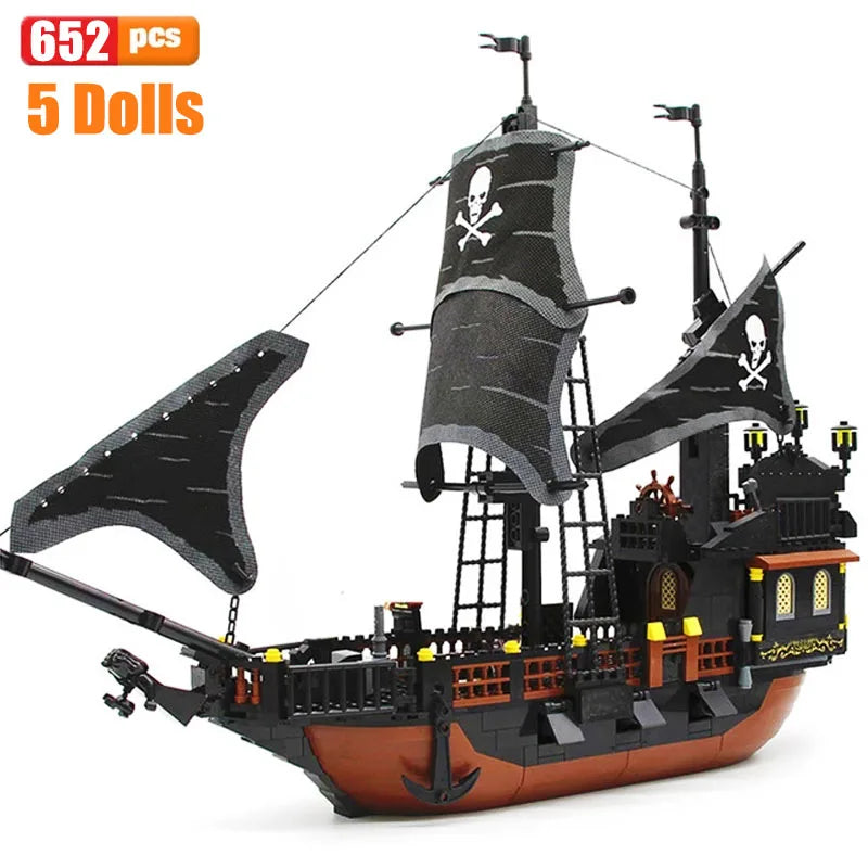 Black Pearl Pirate Ship Big Building Blocks - Enlighten Ideas