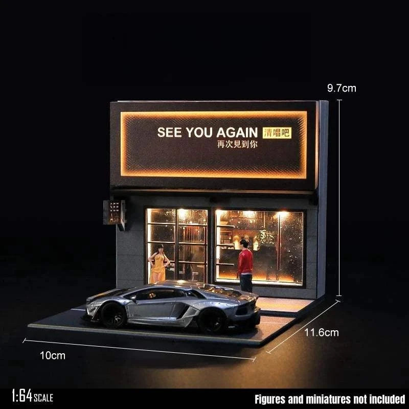 1/64 Car Garage Miniature Scene Figure Dolls City Streetscape Model, Suitable for 1:64 JKM CCA Mini Car PVC Collection Gift