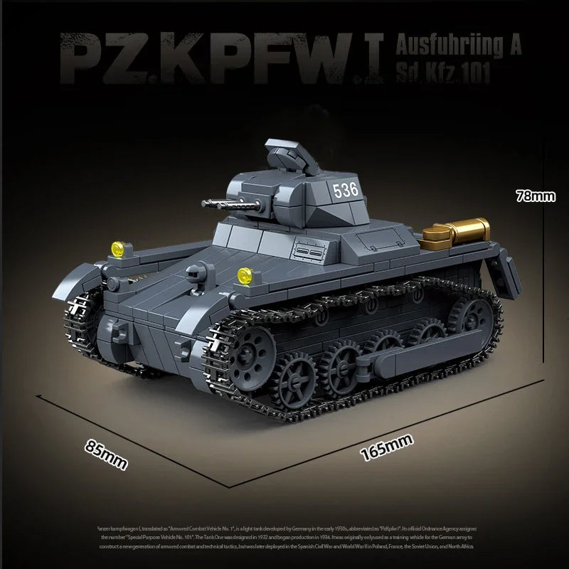 WW2 Classic Sdkfz 101 Light Tank Model - Building Blocks Collection Toy