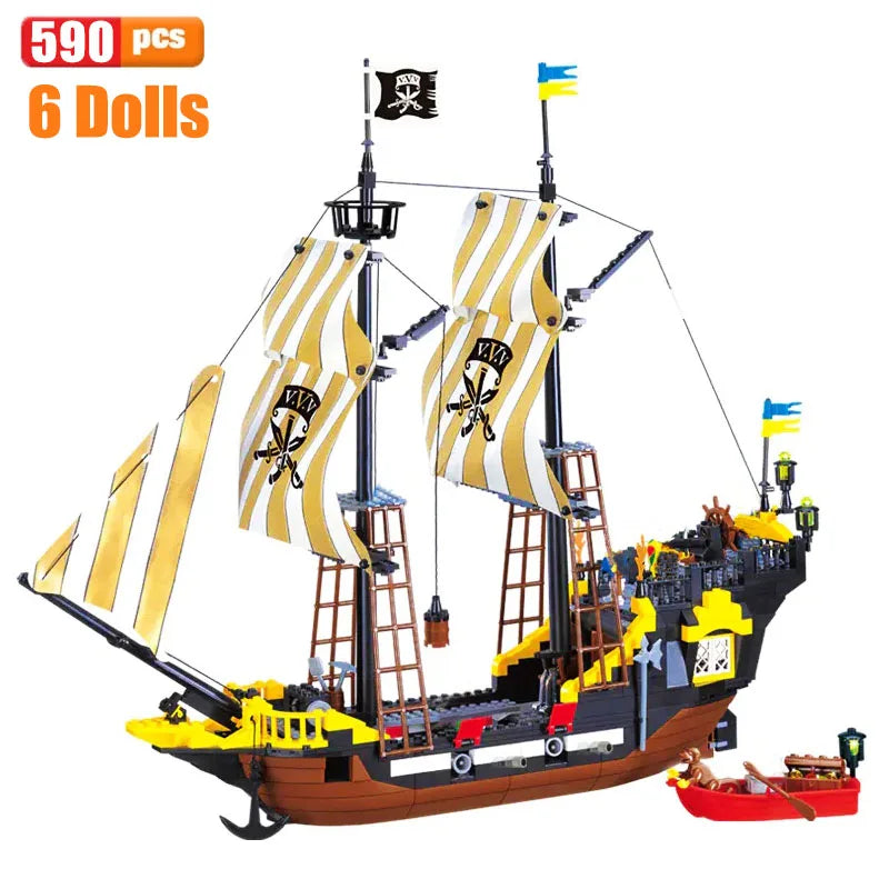 Black Pearl Pirate Ship Big Building Blocks - Enlighten Ideas