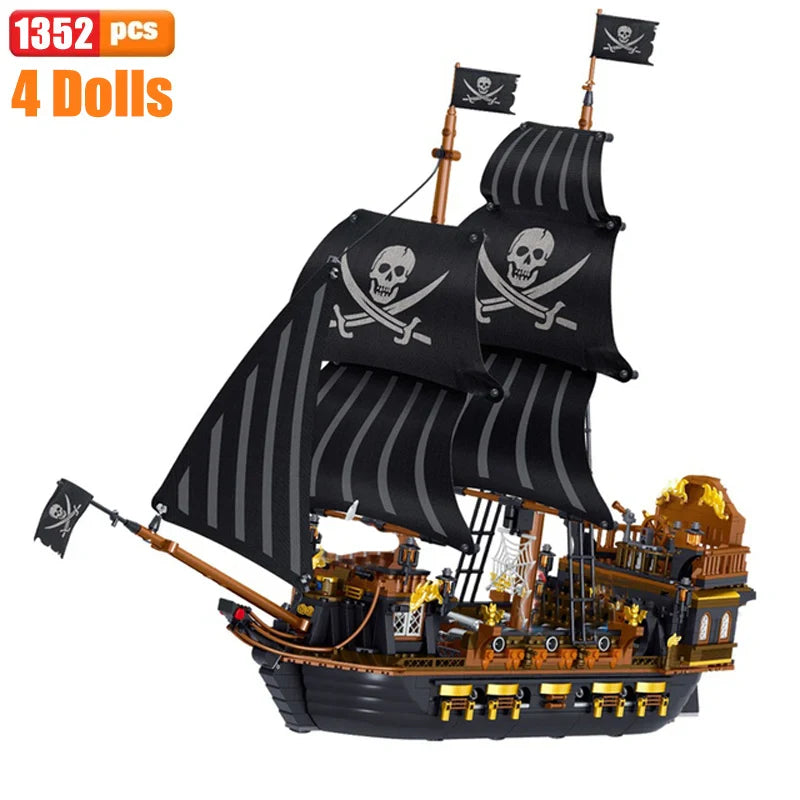 Black Pearl Pirate Ship Big Building Blocks - Enlighten Ideas