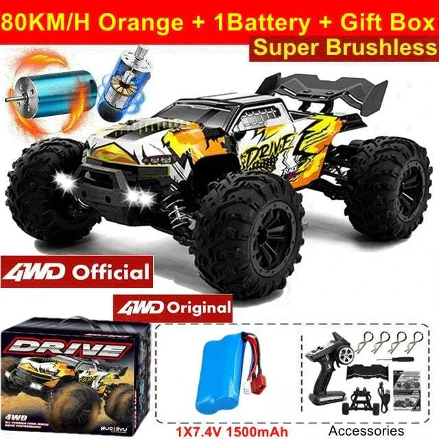 4WD RC Car 1:16 80KM/H Brushless Car Off Road High Speed Toy Kids