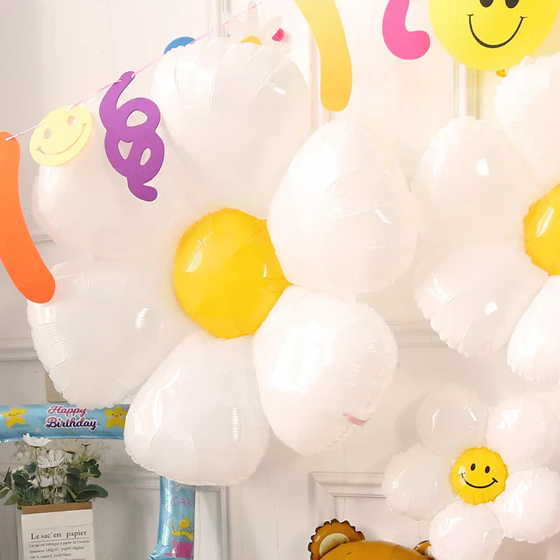 Daisy Balloons - White & Sunflower : Perfect for Parties & Showers