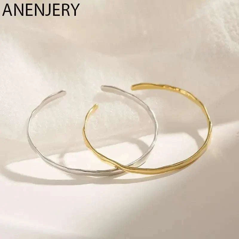 Adjustable Bangle - ANENJERY Silver Irregular Open Cuff Bracelet