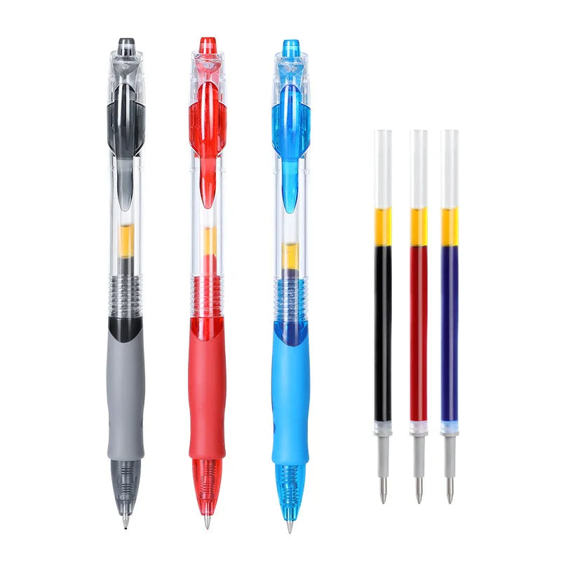 Roise Retractable Gel Pens Set Black/Red/Blue Ink Ballpoint for Writing Refills Office Accessories School Supplies Stationery