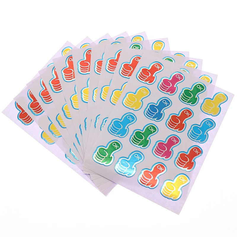 10 Sheets Gold-Plated Award Stickers - Glitter Praise Labels for Children