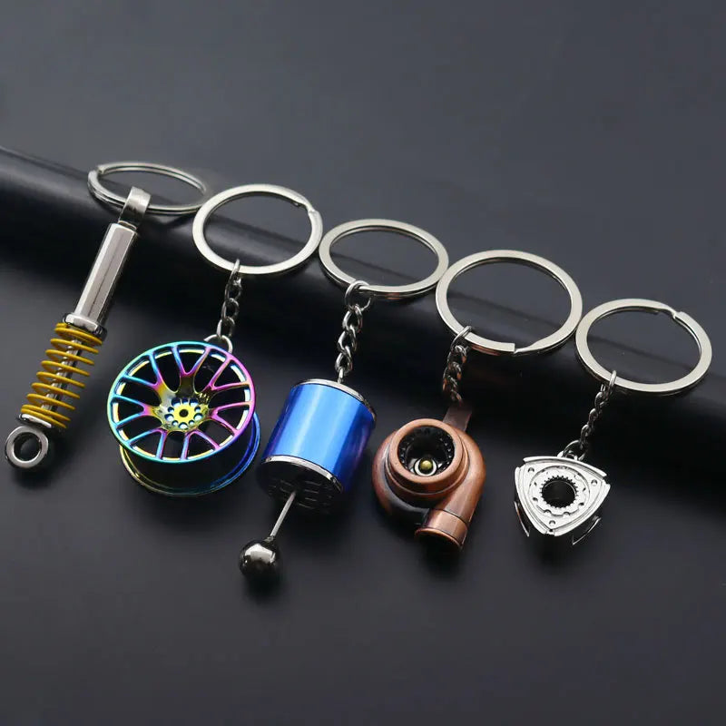 Mini Zinc Alloy Auto Parts Keychains Simulated Speed Gearbox Absorber Motor Piston Pendant Car Keys Holder Keyring Cute Men Gift