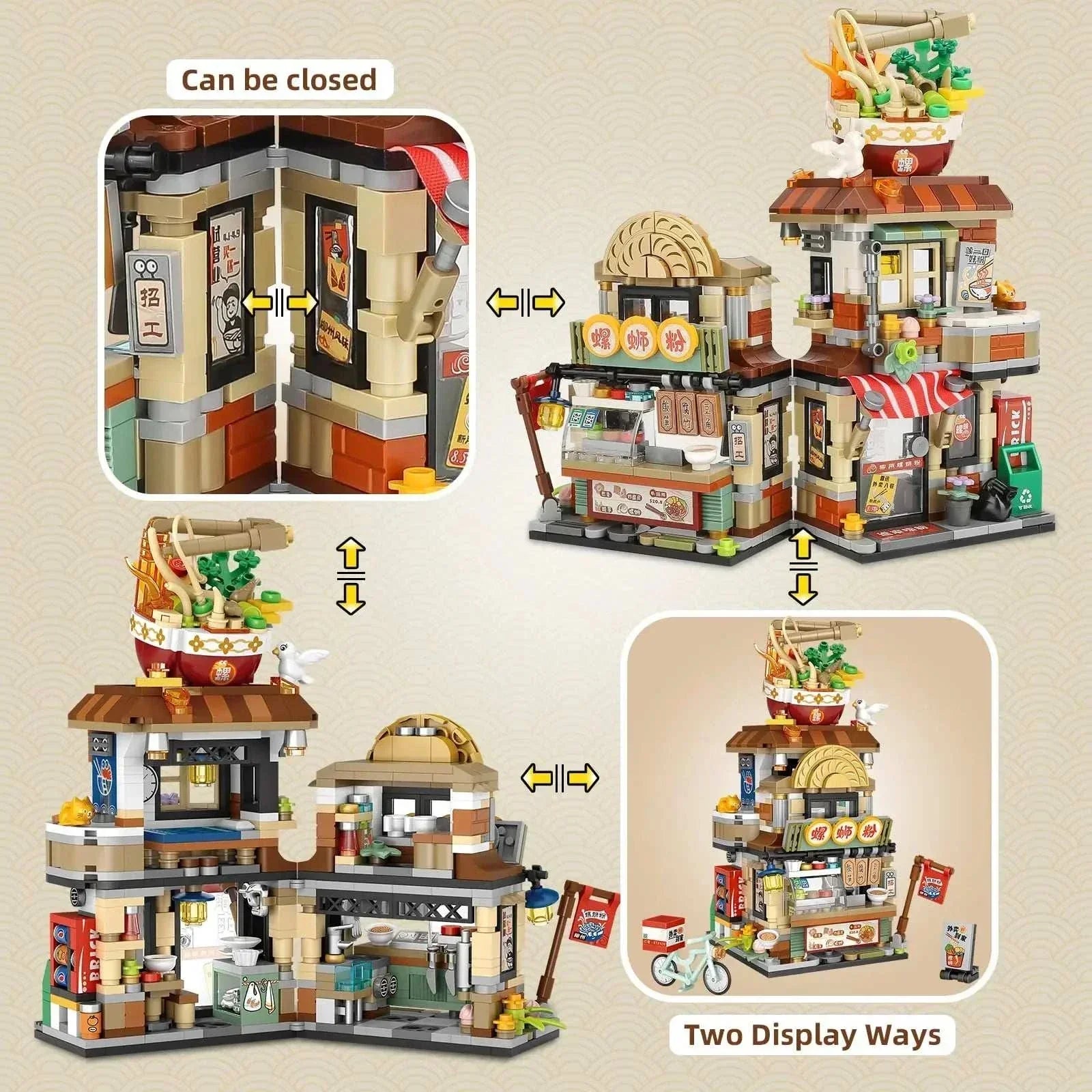 Doll house set Mini Building Blocks Lemon Tea Shop Toy, 796 PCS Bricks