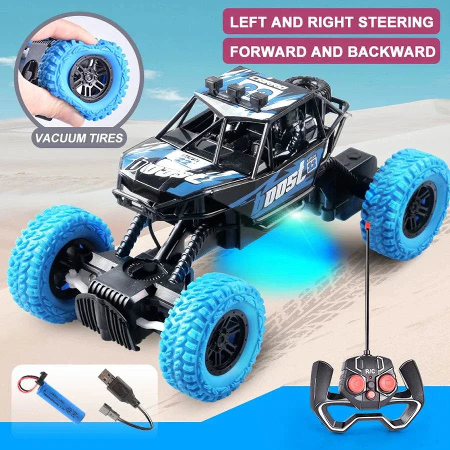 small remote control car with colorful lights, off-road toy car gifts