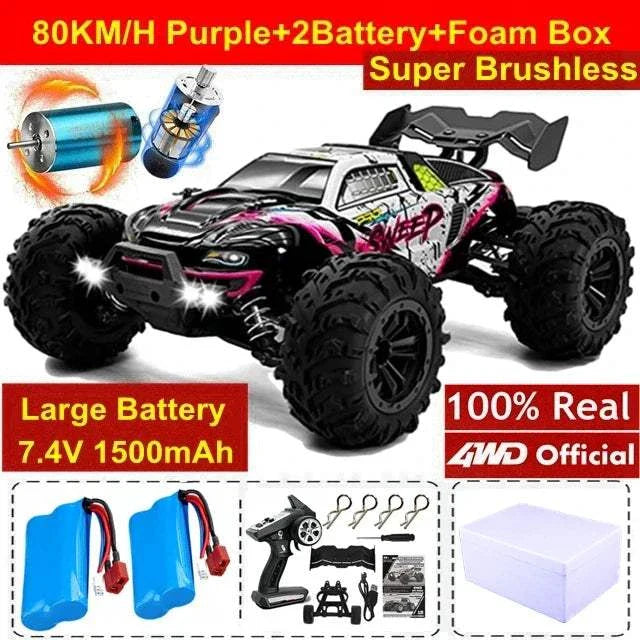 4WD RC Car 1:16 80KM/H Brushless Car Off Road High Speed Toy Kids