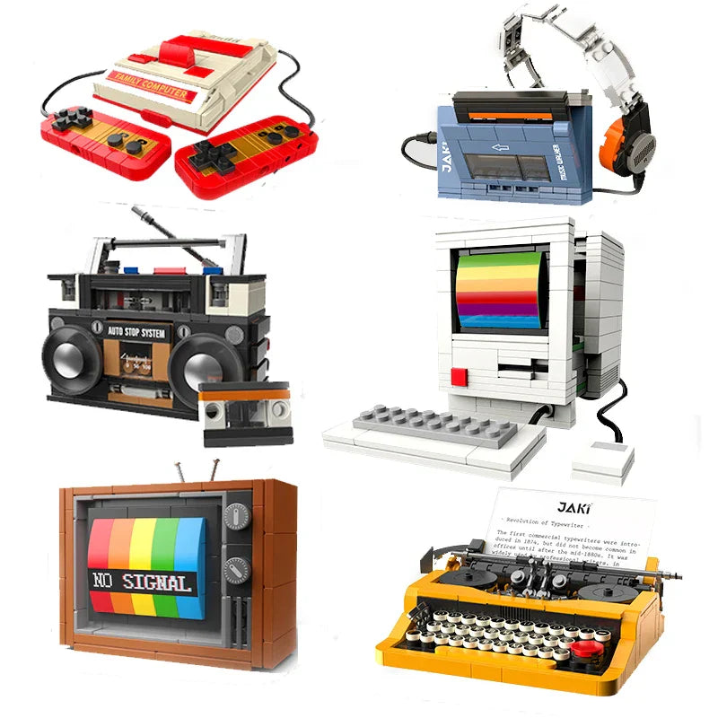 Typewriter & TV Building Blocks Set - Creative Classic Retro  DIY Kit 