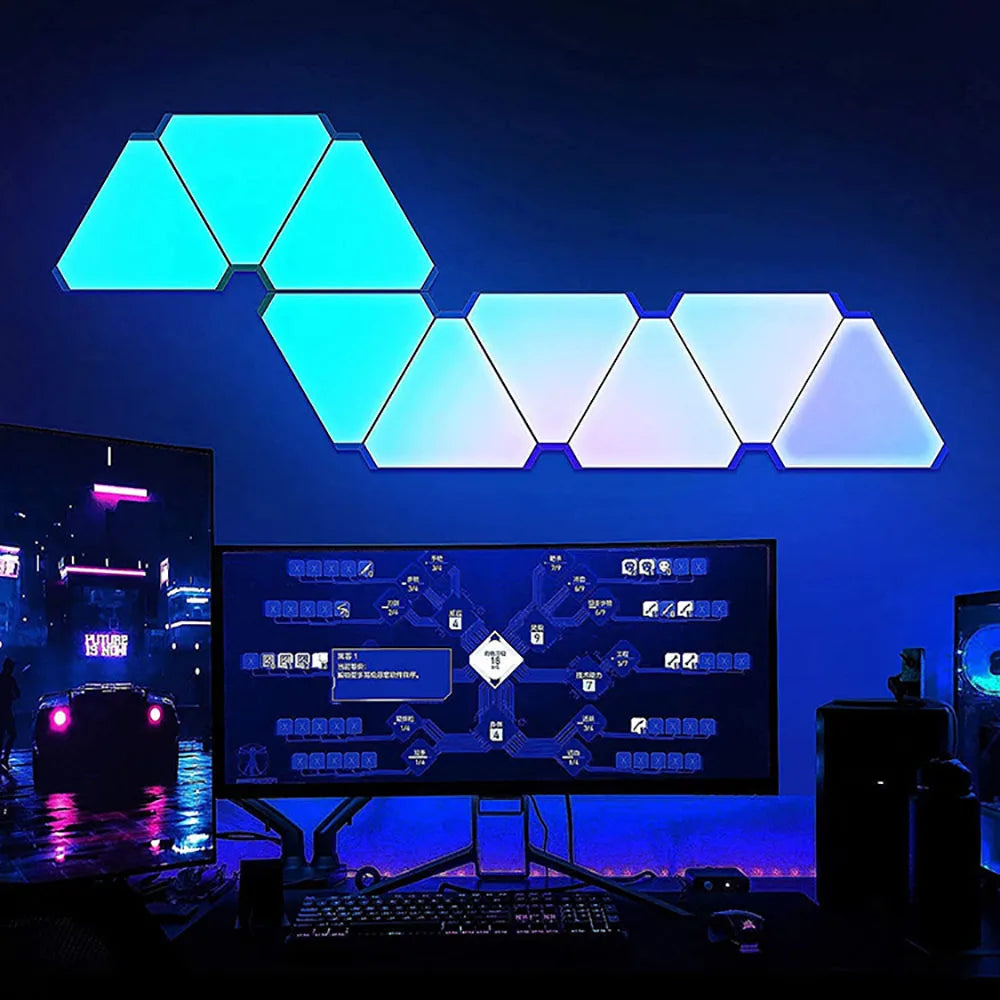 LED Triangular Quantum Lamp - RGB Wall Lamp for Bedroom & Office Decor