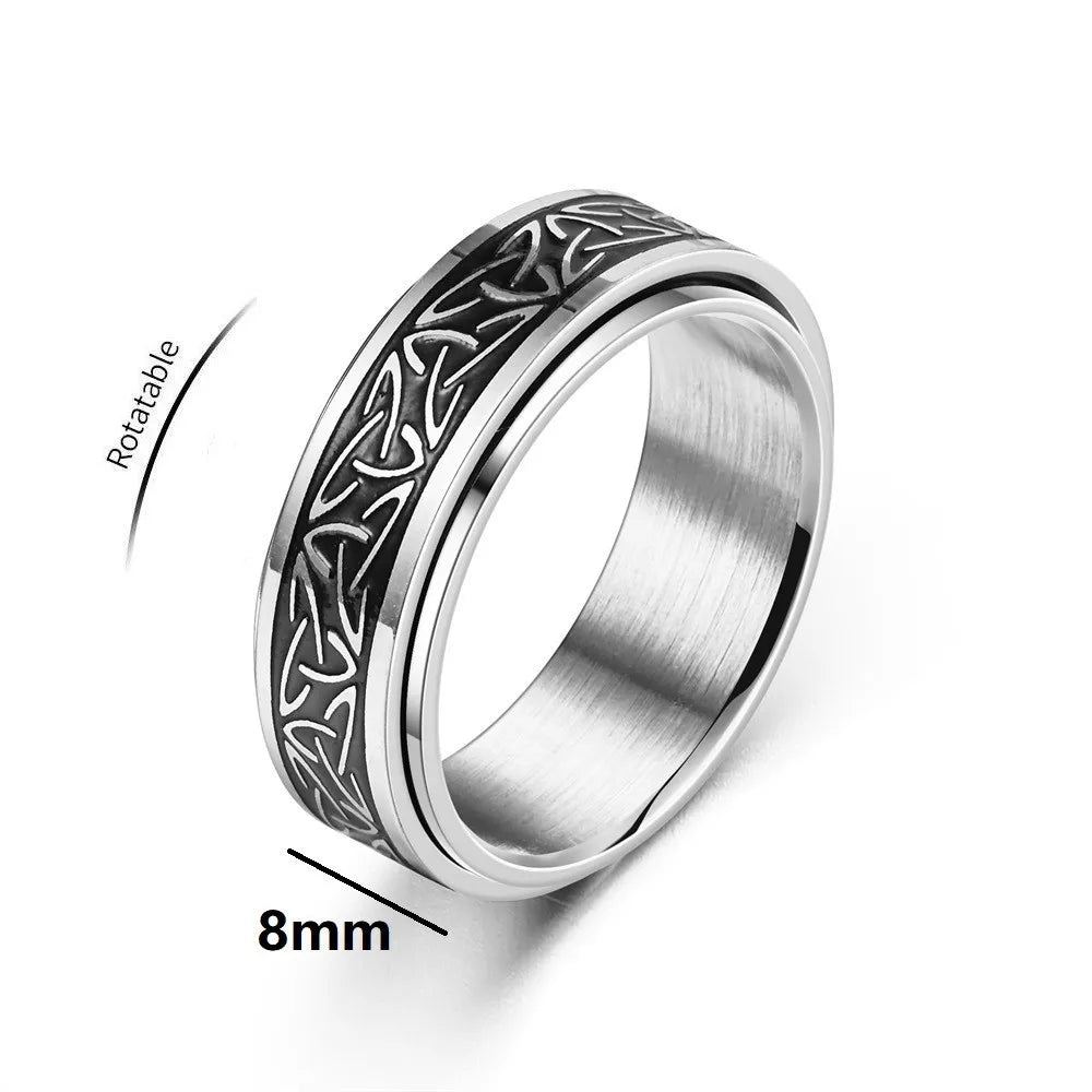 Viking Celtic Knot Rune Spinning Ring for Men | Stainless Steel Anti-Stress